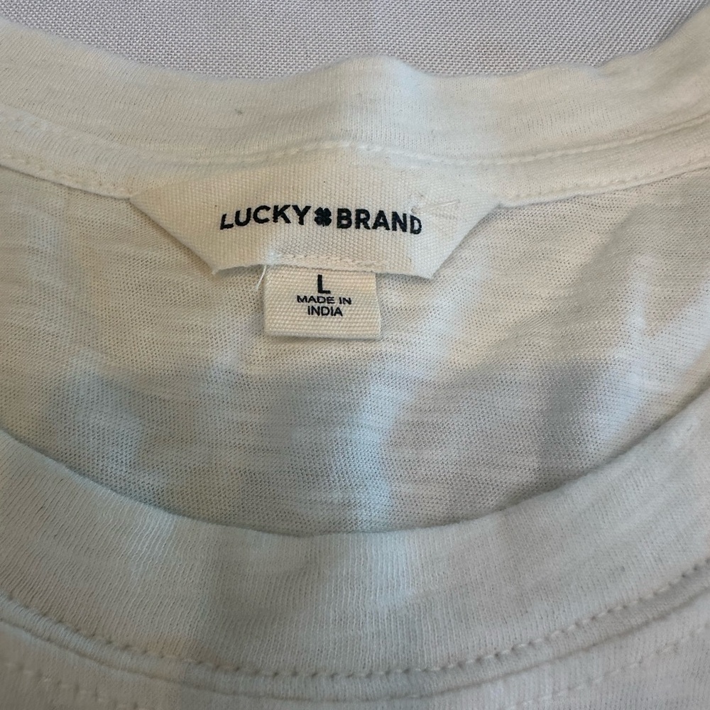 Lucky Brand Black Heart Pattern Short Sleeve Tee Size Large - Picture 4 of 7